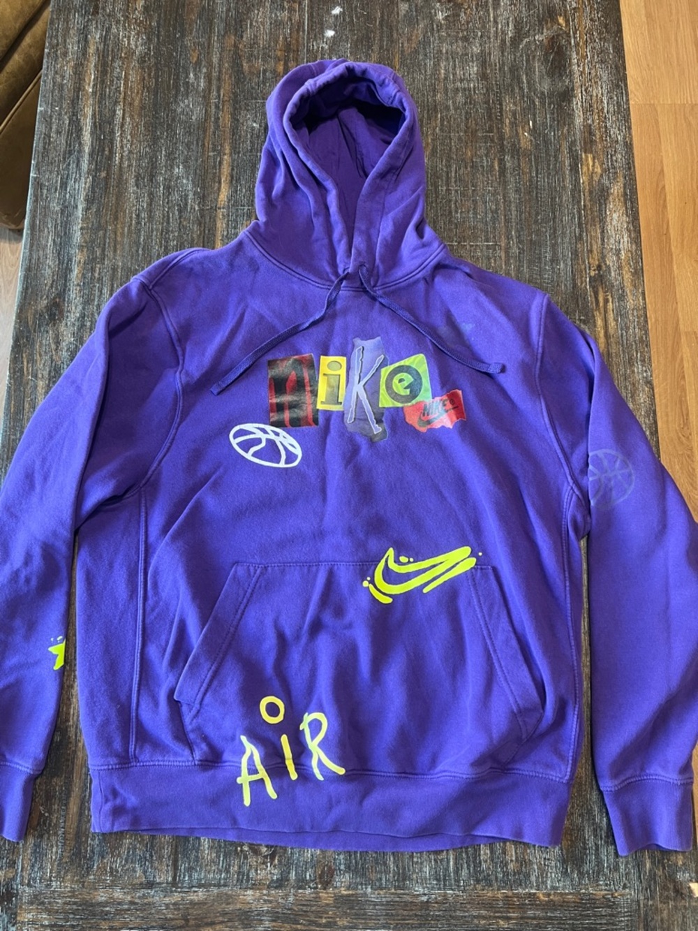 Nike Purple Hoodie with Neon Yellow Accents